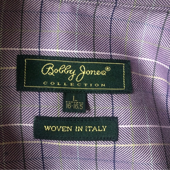 Bobby Jones lavender plaid  shirt size size L woven in Italy 100% cotton EUC - Picture 5 of 9